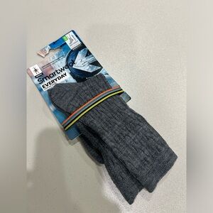 Smartwool Women's M Medium Everyday Cable Zero Cushion Crew Socks Grey NWT